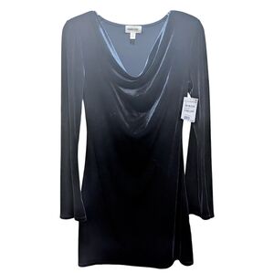 Open Edit Black Velvet Long Sleeve  Dress XS NWT NEW!